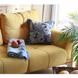Set of 4 Square Blue and Beige Floral Pillow Covers