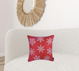 Set of Four Red 18" Christmas Snowflakes Throw Pillow Covers