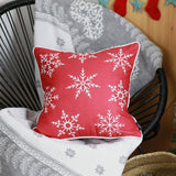 Set of Four Red 18" Christmas Snowflakes Throw Pillow Covers