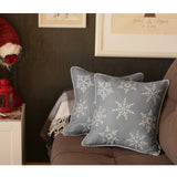 Set of Four Silver Gray 18" Snowflakes Throw Pillow Covers