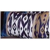 Set of 4 Brown and Blue Ikat Design Lumbar Pillow Covers