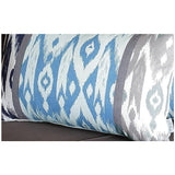 Set of 4 Aqua Blue and Gray Ikat Lumbar Pillow Covers