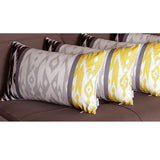 Set of 4 Gray and Yellow Ikat Lumbar Pillow Covers