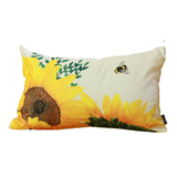 Set of 2 Sunflower and Bumble Bee Lumbar Pillow Covers