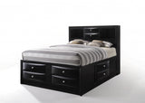 Black  Multi-Drawer Wood Platform  Full Bed with Pull out Tray