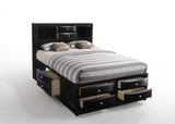 Black  Multi-Drawer Wood Platform  Full Bed with Pull out Tray