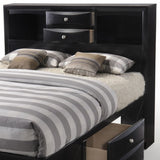 Black  Multi-Drawer Wood Platform  Full Bed with Pull out Tray