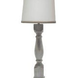 Brown Washed Wood Finish Table Lamp with White Linen Shade