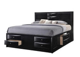 Black Veneer King Bed with bookcase headboard  10 drawers