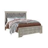 Silver Tone Rubberwood Full Bed with Clean Line Headboard and Footboard