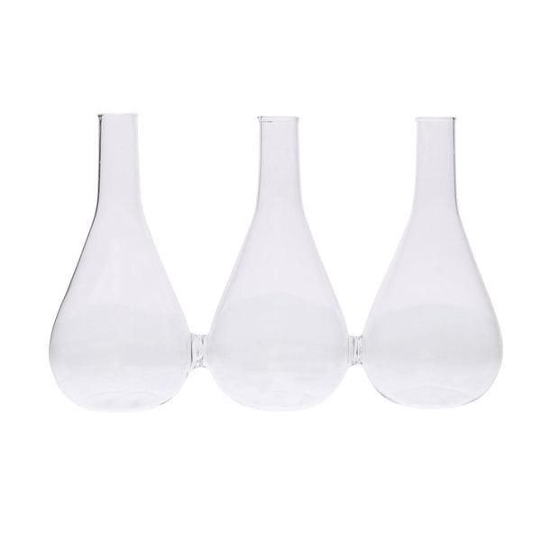 Trio Set of Three Joined Glass Posy Vases