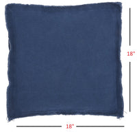 18" Boho Navy Blue Frayed Edge Canvas Throw Pillow