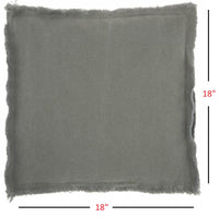 18" Boho Grey Frayed Edge Canvas Throw Pillow