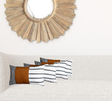 Set of 4 Black and White Faux Leather Lumbar Pillow Covers