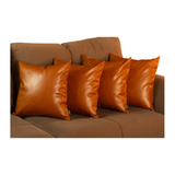 Set of 4 Brown Faux Leather 20" Pillow Covers