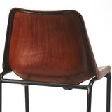 Brown Leather and Iron Bar Stool