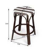 Dark Brown and White Rattan Counter Stool