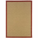 2?x4? Beige and Red Plain Indoor Outdoor Scatter Rug