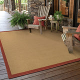 2?x4? Beige and Red Plain Indoor Outdoor Scatter Rug