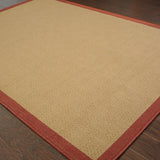 2?x4? Beige and Red Plain Indoor Outdoor Scatter Rug