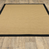 2?x4? Beige and Black Plain Indoor Outdoor Scatter Rug