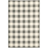 2?x4? Gray and Ivory Gingham Indoor Outdoor Area Rug
