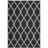 2?x4? Black and Ivory Trellis Indoor Outdoor Area Rug