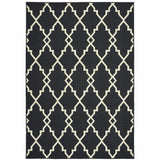 2?x4? Black and Ivory Trellis Indoor Outdoor Area Rug