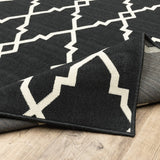 2?x4? Black and Ivory Trellis Indoor Outdoor Area Rug