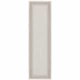 2?x7? Ivory and Gray Bordered Indoor Outdoor Runner Rug