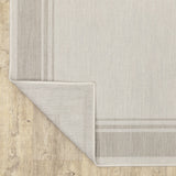 2?x7? Ivory and Gray Bordered Indoor Outdoor Runner Rug