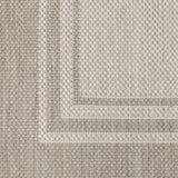2?x7? Ivory and Gray Bordered Indoor Outdoor Runner Rug