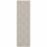 2?x7? Gray and Ivory Trellis Indoor Outdoor Runner Rug