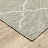 2?x7? Gray and Ivory Trellis Indoor Outdoor Runner Rug