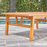 Natural Wood Outdoor Rectangular Coffee Table