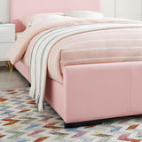 Pink Upholstered Full Platform Bed