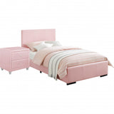 Pink Upholstered Full Platform Bed with Nightstand