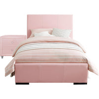 Pink Upholstered Full Platform Bed with Nightstand