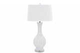 Set of 2 White Curved Ceramic Table Lamps