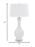 Set of 2 White Curved Ceramic Table Lamps