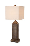 Set of 2 Brown Louver Base Table Lamps with USB