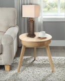 Set of 2 Brown Louver Base Table Lamps with USB