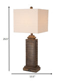 Set of 2 Brown Louver Base Table Lamps with USB