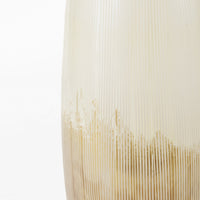 14" Creamy White and Gold Ombre Striped Glass Vase