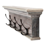 Rustic Natural Wash Wood Four Hook Hanging Coat Rack