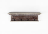 Rustic Natural Wash Wood Four Hook Hanging Coat Rack