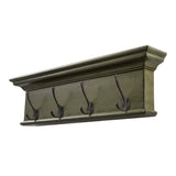 Rustic Antiqued Green Four Hook Hanging Coat Rack