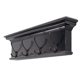 Rustic Antiqued Black and White Four Hook Hanging Coat Rack