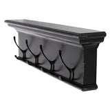 Rustic Antiqued Black and White Four Hook Hanging Coat Rack