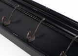 Rustic Antiqued Black and White Four Hook Hanging Coat Rack